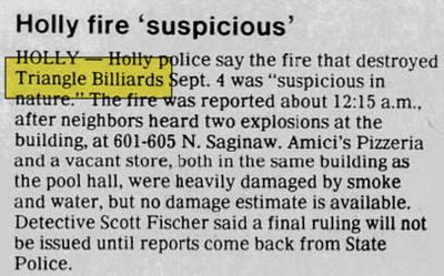 Triangle Billiards - Sep 20 1986 Fire